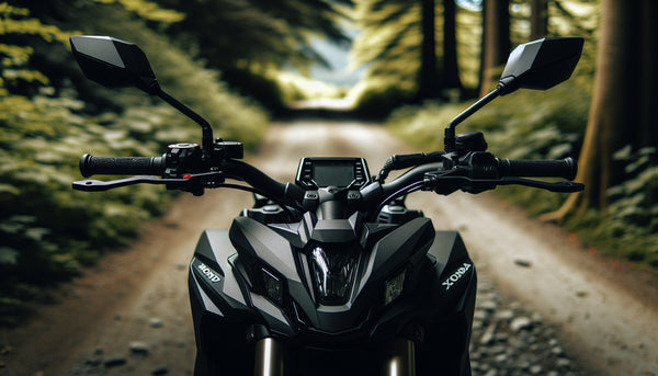 Honda X-ADV 750 with hand guards and wind deflectors fitted on the handlebars