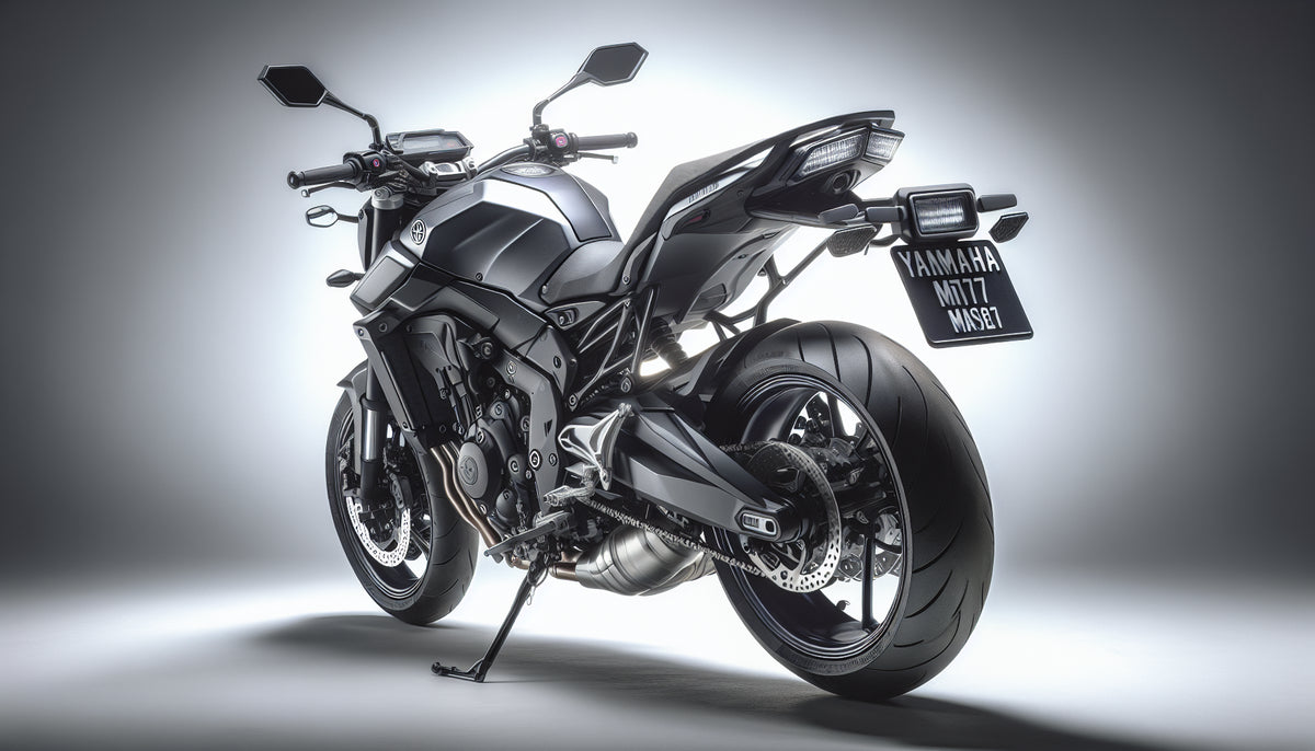 Yamaha MT-07 tail tidy and aluminium license plate holder showing clean rear end